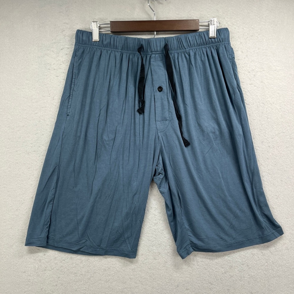 Bamboo Cool Pajama Shorts Mens XL Blue Knit Drawstring Lounge Sleepwear Comfy